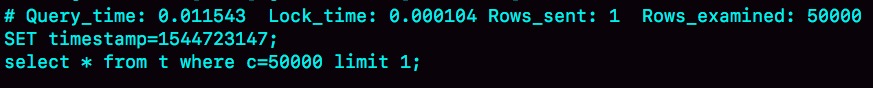图 11 全表扫描 5 万行的 slow log